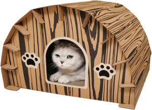 Casa para gatos de cartón corrugado respetuosa con el medio ambiente, casa pequeña para mascotas con tablero de alta calidad con rascadores - Product Image 2