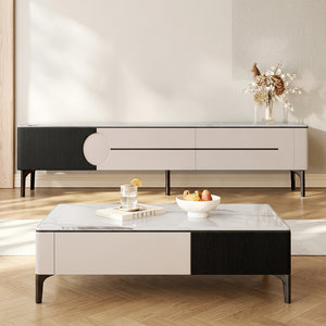 Mesa de centro rectangular de estilo nórdico, mesa central rectangular minimalista con cajones de almacenamiento para muebles de sala de estar - Product Image 1