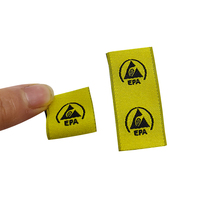 Étiquette de vêtement ESD en tissu de tailles personnalisées ALLESD jaune pour zone EPA