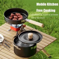Portable Camping Ustensiles De Cuisine 3 Pcs Ensemble Cuisinière À Gaz Poêle À Frire Soupe Pot Randonnée En Plein Air Léger Ustensiles De Cuisine