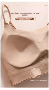 Sujetador deportivo fino para mujer, con realce, de punto, copa 3/4, sin aros, con tirantes ajustables, acolchado, para busto grande, liso, para uso exterior - Product Image 3