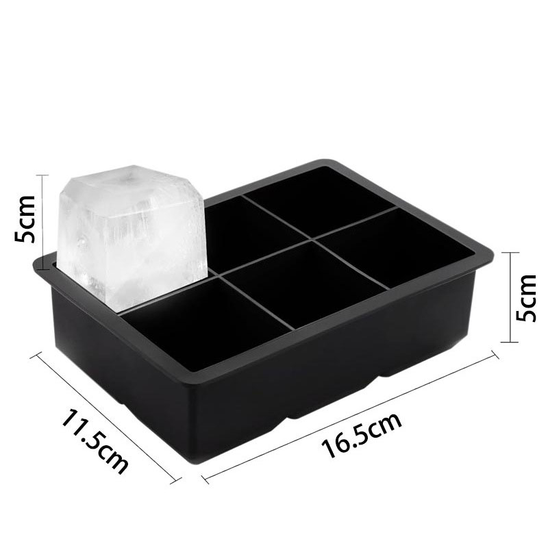 Bac à glaçons noir à six cavités sans couvercle