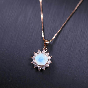 Women's 925 Silver Opal Pendant Rhodium Plated Oval Crystal Pendant <b>Necklace</b> Claw Setting Classic Link Chain Wedding Jewelry - Product Image 2