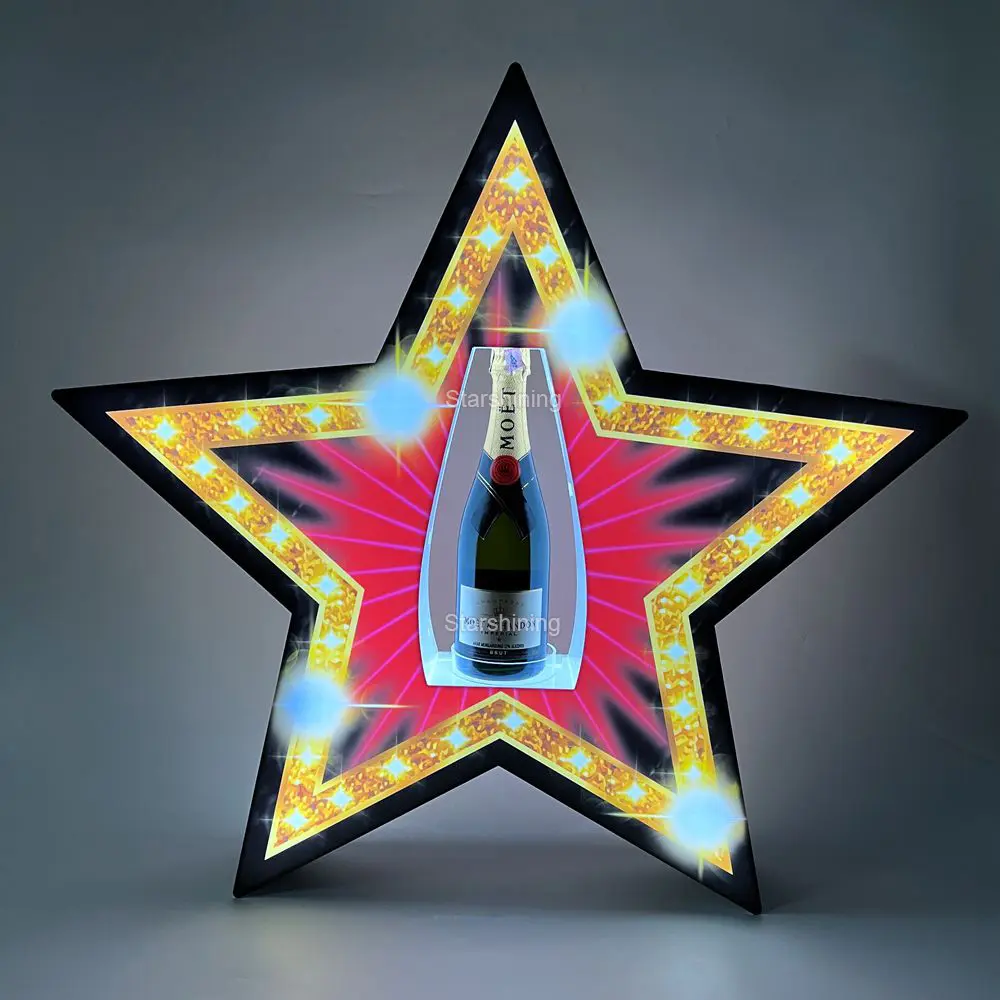 Star shining Acryl Sterne LED Flasche Moderator Zeichen Champagner Wodka Flaschen halter Glorifier VIP Display für Nachtclub Lounge