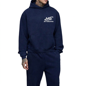 2026 WholesaleOEM Custom Logo Unisex Heavyweight 100% Cotton Hooded Tracksuit Loose Fit Jogger <b>Sets</b> Manufacturer - Product Image 3