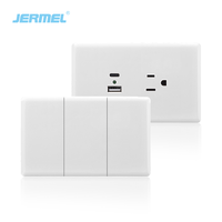 Soket Daya 6 Pin Amerika Selatan soket tipe ganda dengan PC papan besar dan Panel kaca antigores 15A 115-250V ~ standar selatan