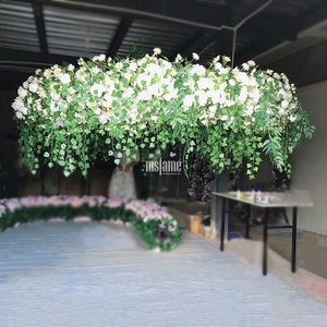 Lustre Décoration De Mariage Grille En Métal Fer Forgé Fond Fleur Toit Suspendu Fleurs Guirlande - Product Image 5