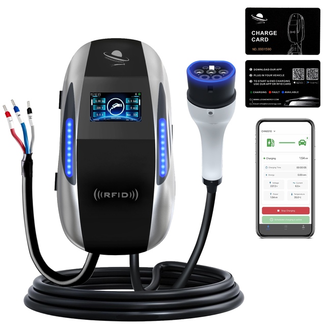 Leisheng V2G V2H Car Charging Socket 32A Plug-In Point for WiFi APP Smart 7kW Type2 Electric Vehicle Charger New 5m Cable
