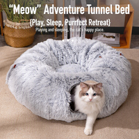 Tunnel rond multifonctionnel d'hiver pour chat, pliable, en peluche, chaud, pour se cacher, lit-caverne pour chat, fournitures douces pour animaux de compagnie d'intérieur