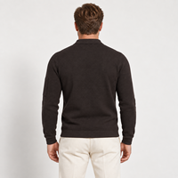 Polo tricoté pour homme, coupe ajustée, décontracté et professionnel, à manches longues, col zippé quart, col rabattu, avec empiècements côtelés aux coudes, uni, personnalisé, collection automne