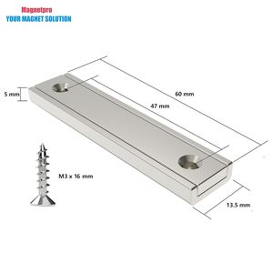 Imán Rectangular Magnetpro de 30 kg de Fuerza, 60 x 13.5 x 5 mm, para Uso Doméstico e Industrial, con Contrapeso y Cápsula de Acero - Product Image 4