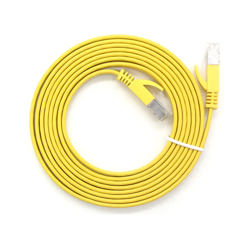 สายแพทช์ CAT7แบบ5FT 10FT สายแพทช์แบบแบนสายอีเธอร์เน็ตแลนเครือข่ายแลนสายแพทช์ RJ45 7เส้น