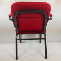 Chaises de conférence et d'église modernes en métal et acier de haute qualité avec accoudoirs, revêtement en tissu rouge, pour la vente en gros aux églises