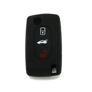 保护壳汽车钥匙配件柔性硅胶折叠3按钮汽车钥匙盖