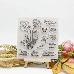 Kundenspezifische Werbemittel Diy Silikon Scrapbooking Schneiden stirbt durchsichtige Gummipscheine für Kartenherstellung