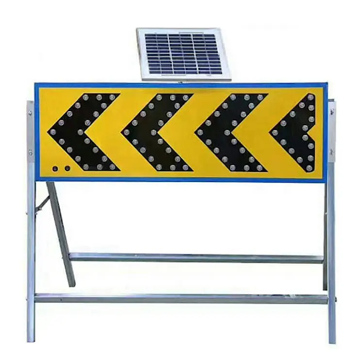 Road safety construction work One way led arrow flashing light board Solar arrow directional traffic guide sign with stand