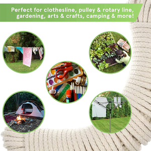 Corde en coton tressée de 4 mm, robuste, haute résistance, absorbant les chocs, écologique, flexible, pour <span class=keywords><strong>étendoir</strong></span> moderne et balançoires - Product Image 6