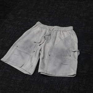 Pantalones Cortos Cargo Grises Personalizados para Hombre, Estilo Casual, Color Sólido, Tela de Algodón Transpirable, Lavado Ácido, Logotipo Frontal - Product Image 2