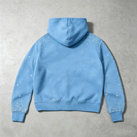 Fabricant de vêtements personnalisés – Sweat à capuche 100 % coton avec impression graphique, strass thermocollants et broderies, fermeture éclair carrée