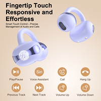 Écouteurs à clip ouvert avec affichage LED, traduction IA, anneau en cuivre de 10 mm, AB5756T V6.0, 180 mAh, directionnel, sans fuite, appels en voyage