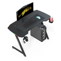 Bureau de jeu ergonomique moderne en bois Wquantum en promotion avec éclairage LED RGB, convertible et extensible pour le bureau et les gamers
