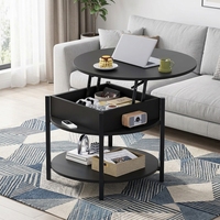 Table basse moderne avec plateau relevable, étagère de rangement, compartiment caché, 2 niveaux, écologique, couleur personnalisée, style nordique