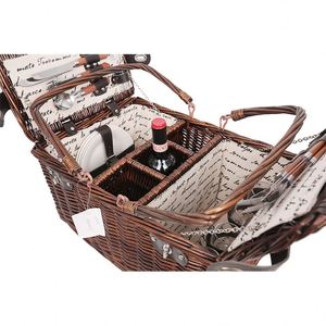 Cestas de mimbre para picnic hechas de mimbre a <span class=keywords><strong>precio</strong></span> competitivo para 4 personas, cestas de mimbre para acampar, almacenamiento de alimentos para uso en exteriores - Product Image 2