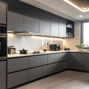 Cuisine complète en laque mate de luxe avec éclairage LED intégré pour projet de rénovation de cuisine haut de gamme résidentielle - Product Image 3