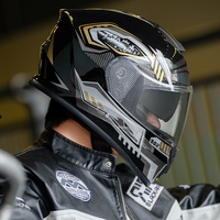 Casque de moto intégral Predator certifié DOT, léger en ABS, résistant aux rayures, avec double visière pour une protection imperméable