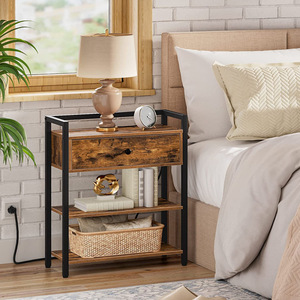 Wood Console <b>Table</b> 20.5 In X 9.4 In X 24.4 In With Drawer And Power Outlet For Living Room Bedroom Storage Side <b>Table</b> - Product Image 2