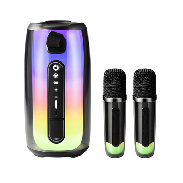2024 Bluetooth Speaker Karaoke with 2 Mic Wireless with RGB Light Portable Outdoor Mini OEM Logo Hi-fi Speaker