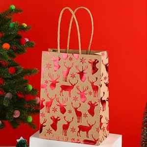 Bolsas de Regalo de Papel Kraft de Lujo Ecológicas Personalizadas Premium con Asas, Estampado en Caliente para Navidad, Estilo Nuevo - Product Image 4