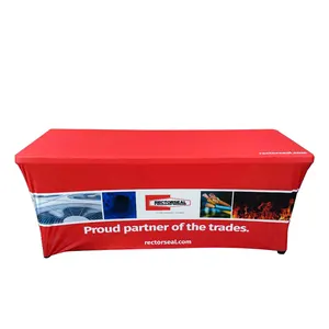 Custom Stretch Fitted Table Cover Tight Spandex 6ft Rectangle Table Cloths With Logo For Business Events