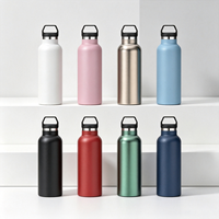 Bouteille d'eau de sport en acier inoxydable 500ML/17OZ Double paroi isolée gobelet couvercle portable bouteille sous vide à mi-bouche