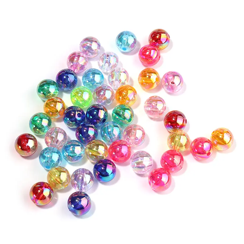 6/8/10mm Acrylique Couleur Magique Perle Ronde AB Couleur Trou Droit Mixte Transparent Couleur Perle Fabricant En Gros