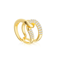 Bague empilable à nœuds pour femme, laiton plaqué or, double rangée de zircons entrelacés, taille 6-12, bijoux