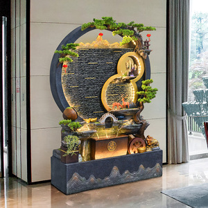 Fuente de Pared con Cortina de Agua Circular Quanfangyuan, 120x43x178cm, Decoración Interior de Estilo Feng Shui - Product Image 3