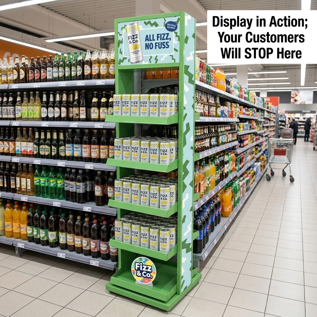 Custom Metal/Plastic Beverage Display Racks 5-Tier Header Board Liquor Merchandiser Knock Down Display Stand for Supermarket OEM — view 1