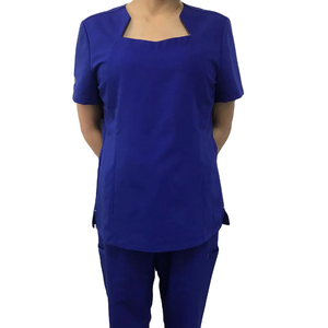 72% polyester, 20% rayonne, 8% Spandex 4 côtés extensible uniforme de gommage d'hôpital pour les femmes moderne gommage haut survêtement écologique - Product Image 1