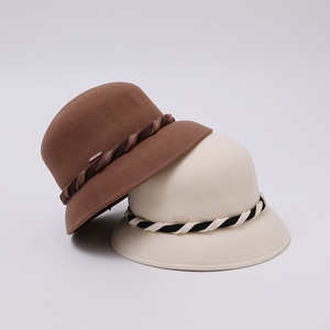 Japanese Minimalist Wool Bucket <strong>Hat</strong> Women Contrast Webbing Fisherman Face Slimming Elegant Designer Autumn <strong>Winter</strong> - Product Image 1