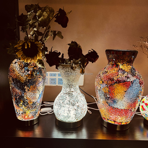 Marrakech USB chuyển đổi dưới cùng với kim loại LED cơ sở khảm bình đèn Thổ Nhĩ Kỳ Morocco Bảng Đèn đa màu sắc làm bằng tay bình thủy tinh - Product Image 6