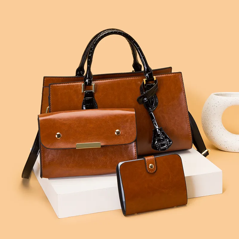 large capacity lady shoulder clutch bag wholesale ladies purses 3pcs set handbags