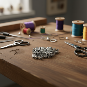 Perline quadrate con lettere ILAN 4x7mm argento e nere per lavori artigianali - Product Image 2