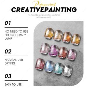 JTING 12 couleurs Encre métallique effet marbre pour nail art, Gel de peinture liquide effet marbre, Vernis à ongles unique, Encre marbrée pour ongles - Product Image 3