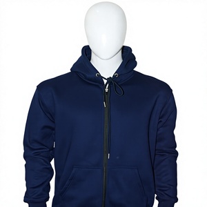 เสื้อฮู้ดซิปสีน้ำเงินกรมท่าสำหรับผู้ชาย ผ้าฟลีซคอตตอน 100% 250 GSM ทรงปกติ มีกระเป๋าหน้า ปักโลโก้  เสื้อกันหนาว - Product Image 1