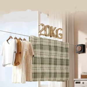 Corde <span class=keywords><strong>à</strong></span> <span class=keywords><strong>linge</strong></span> invisible <span class=keywords><strong>en</strong></span> acier inoxydable pour balcon, intérieur et <span class=keywords><strong>extérieur</strong></span>, épaissie, rétractable, coupe-vent, séchage de vêtements - Product Image 3