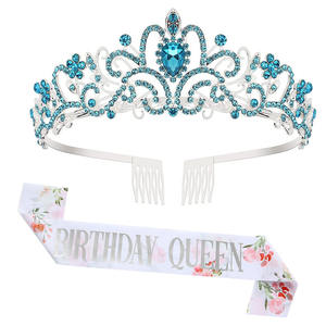 Fancy Day Gold Queen Tiara Crown para mujer Aleación Sash Crown y Tiara para boda y graduación Corona de flores de feliz cumpleaños - Product Image 3