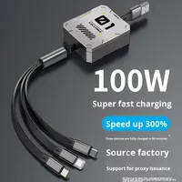 Câble de charge rétractable 3-en-1 USB3.0 Type-C TPE 1,2 m 100W en cuivre pur pour iPhone et ordinateur