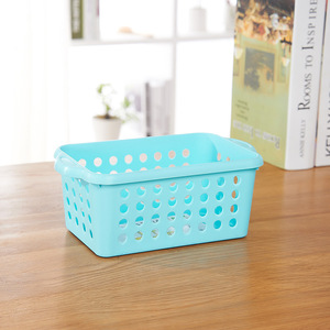 Plastic Storage <b>Basket</b> Rectangle White Pink Blue <b>Stackable</b> Desktop Organizer Office Bathroom Kitchen Use - Product Image 2