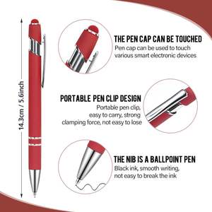 Bolígrafo Stylus elegante de Metal con logotipo personalizado para pantallas táctiles suaves de goma arcoíris, bolígrafo Stylus 2 en 1 de tinta negra de 1,0mm - Product Image 3